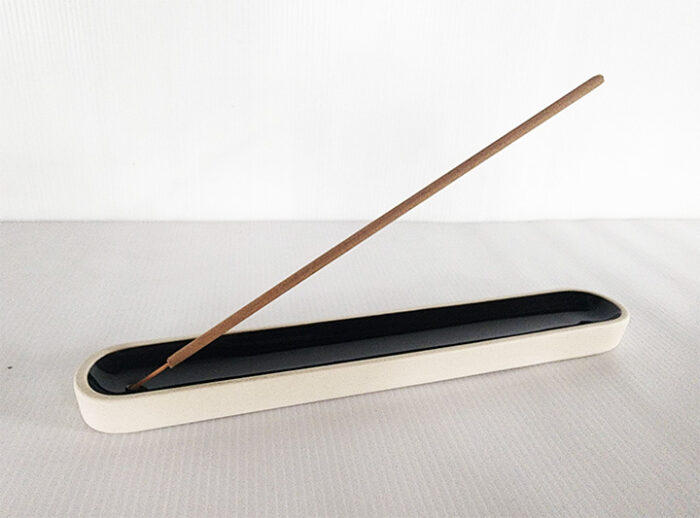 Ceramic Incense Holder Long Black - Image 1