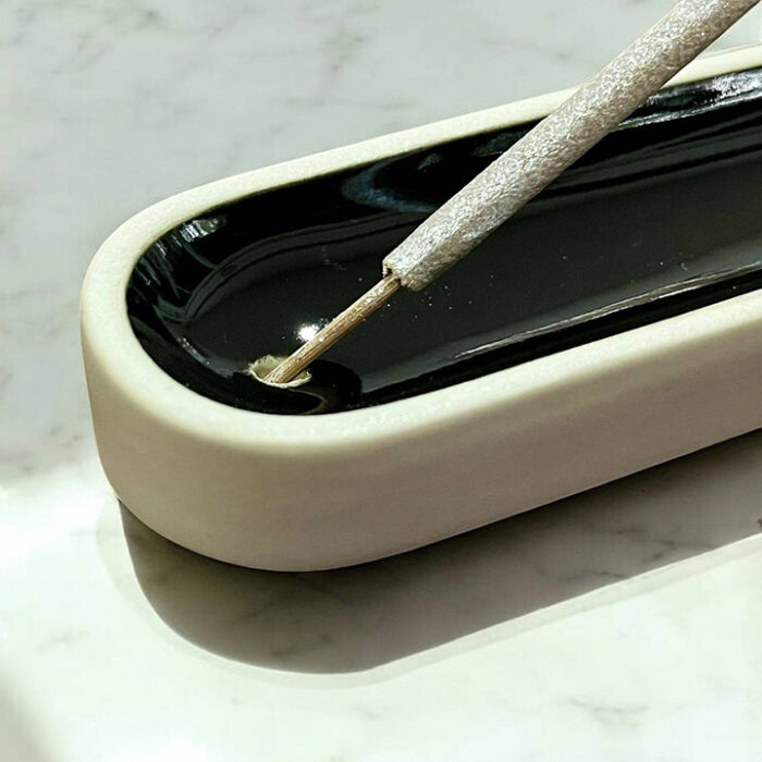 Ceramic Incense Holder Long Black - Image 2