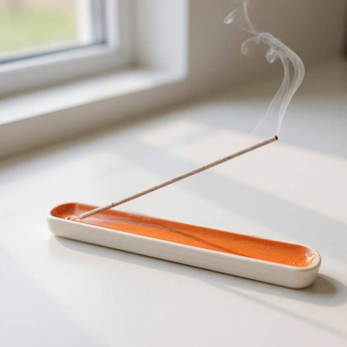 Ceramic Incense Holder Long White - Image 4