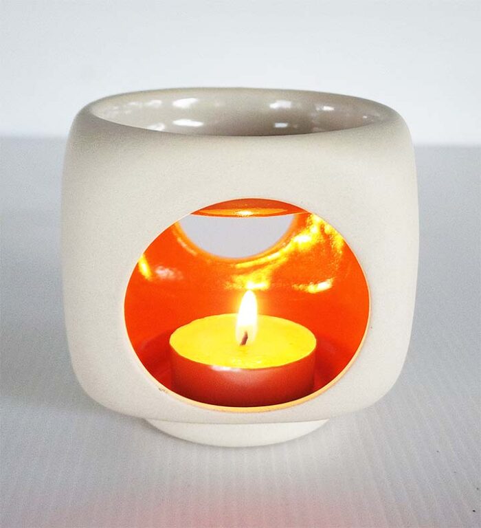 Small Oil Burner – Square – Orange - Image 1