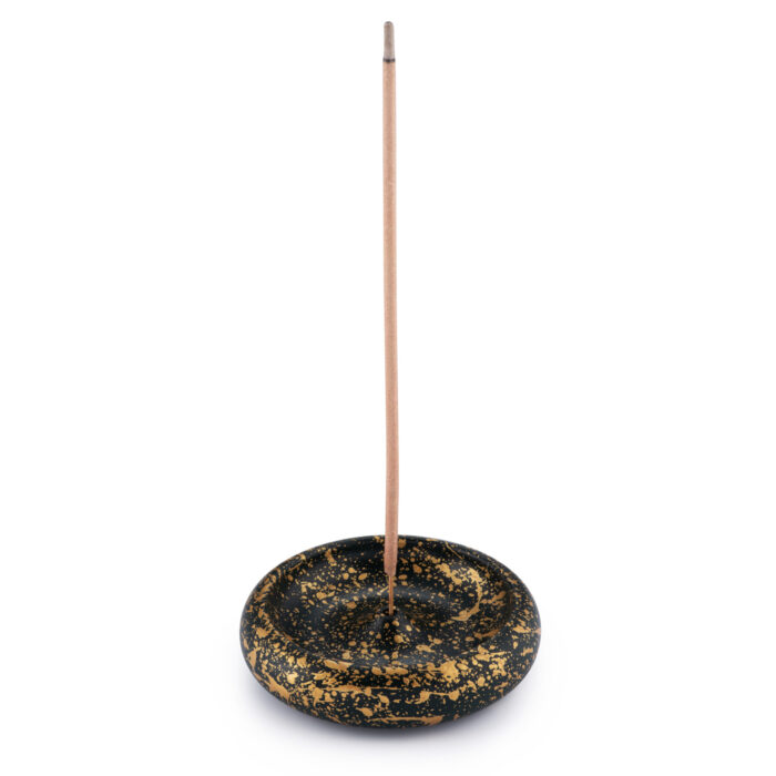 Large Round Green & Gold Incense Holder - Image 1