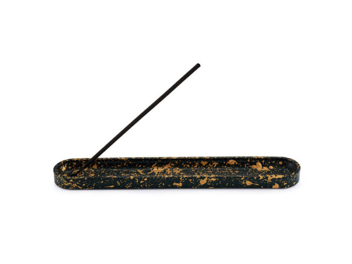 Long Green & Gold Incense Holder - Image 1