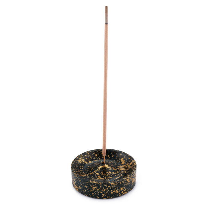 Single Green & Gold Incense Holder - Image 1