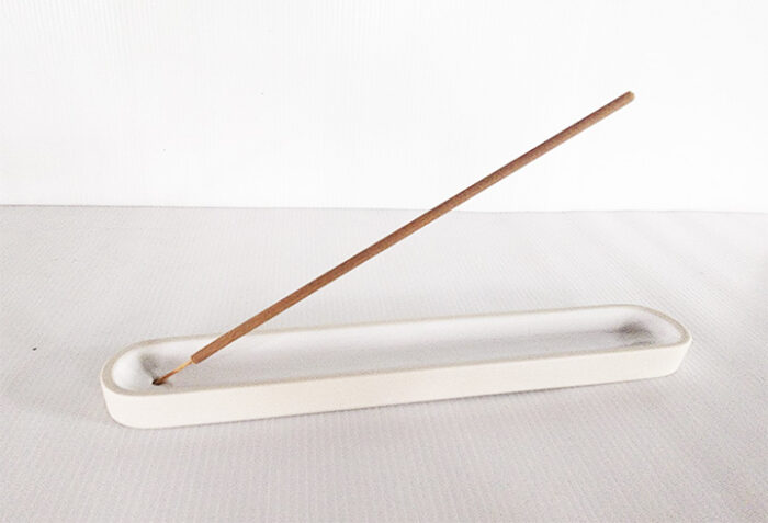 Ceramic Incense Holder Long White - Image 1