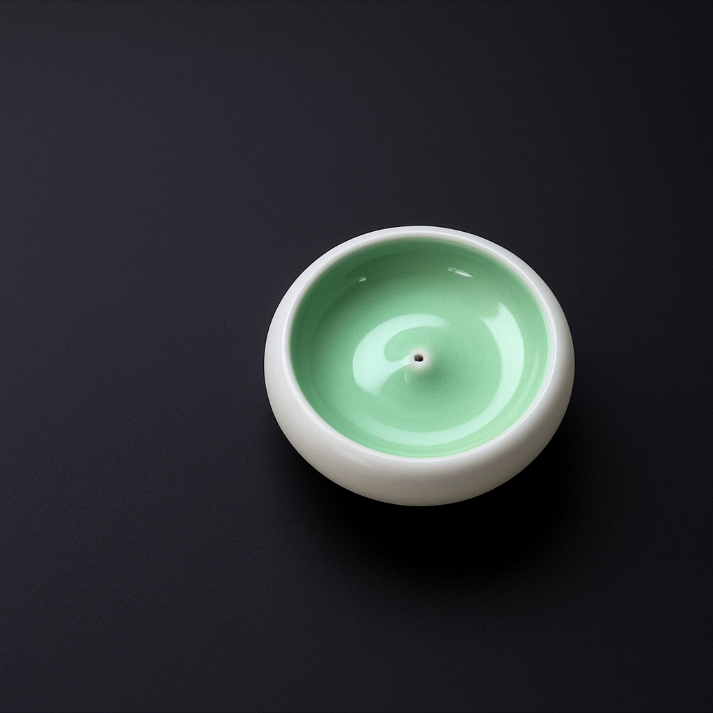 ChatGPT Image Nov 10, 2025, 09_28_31 PM Ceramic Incense Holder Round Green - Image 1