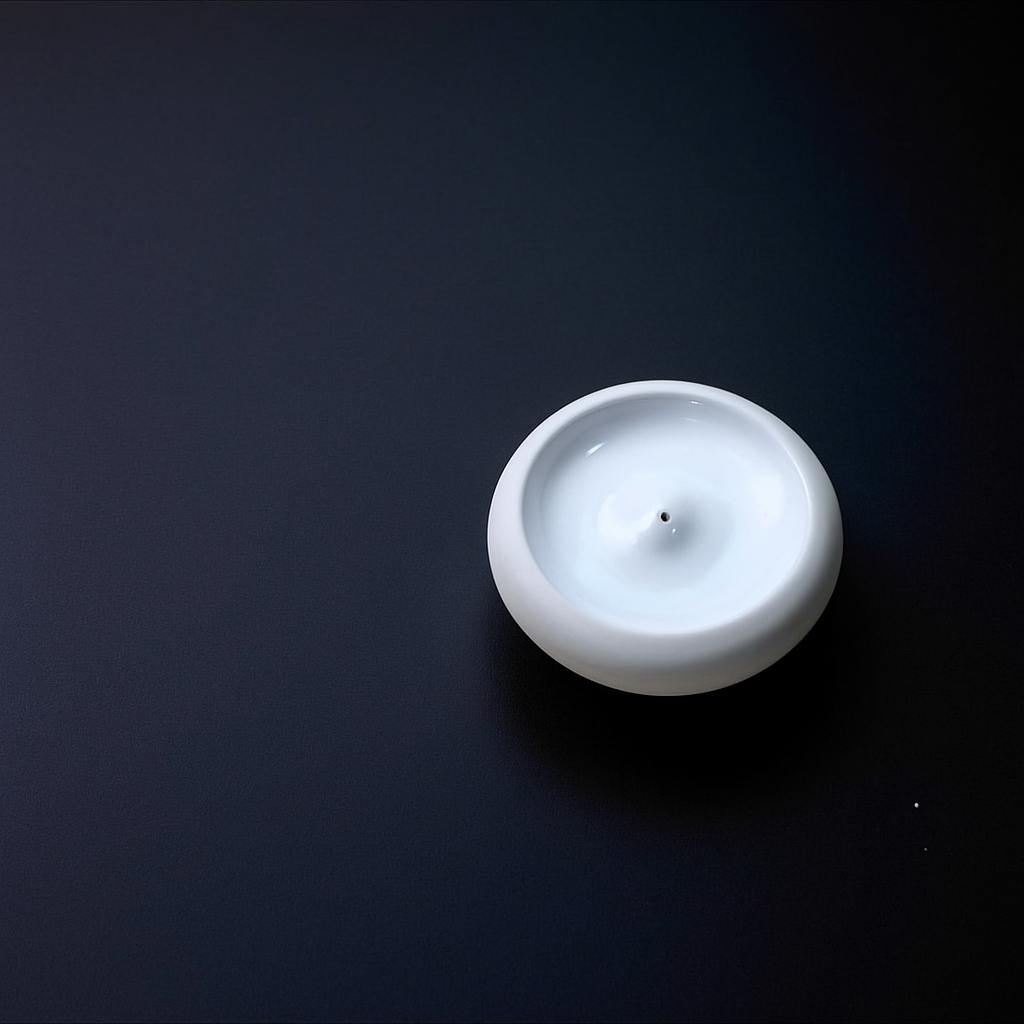 ChatGPT Image Nov 10, 2025, 09_28_38 PM Ceramic Incense Holder Round White - Image 1