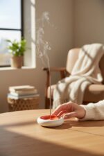 Ceramic Incense Holder Round Orange - Image 2