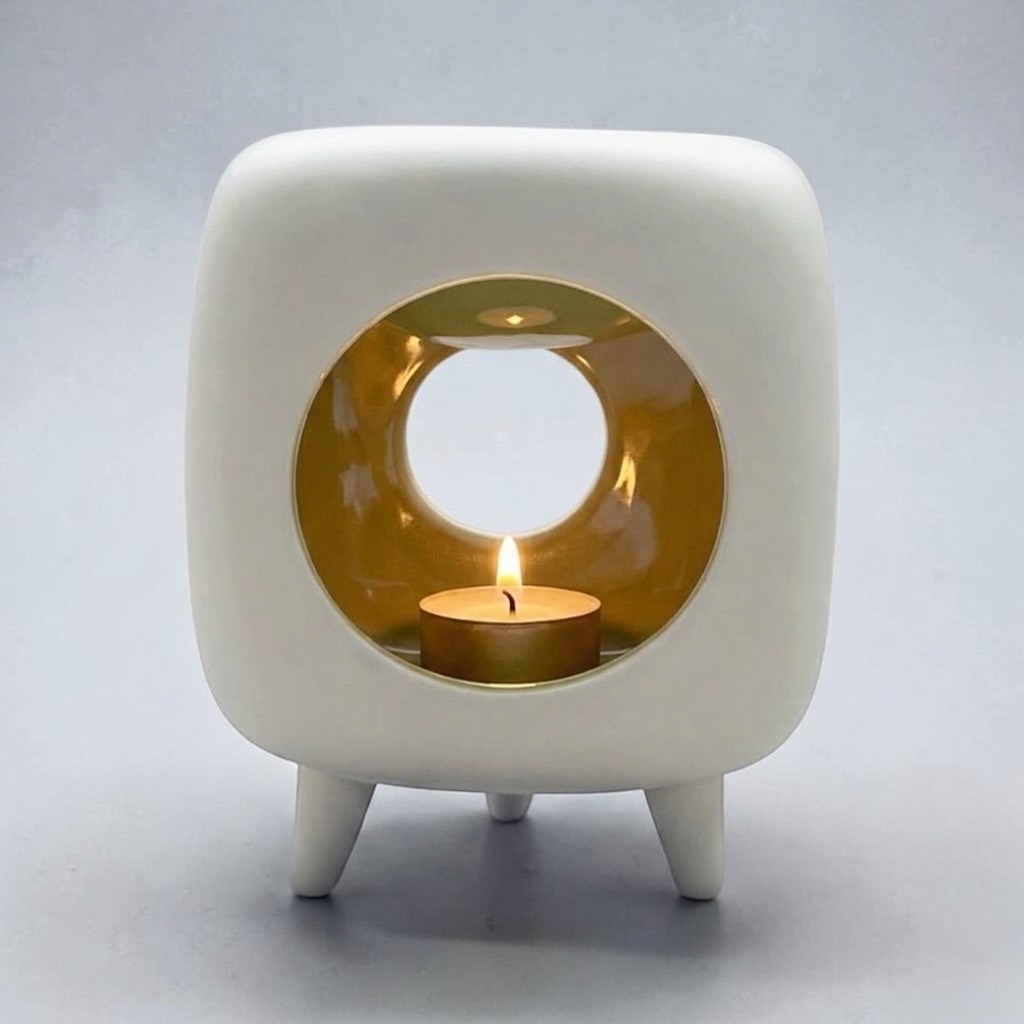 Oil Burner – Square w/Ceramic Legs – Yellow