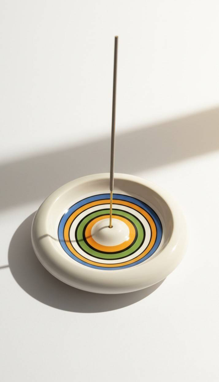 Ceramic Incense Holder Round Multi Striped